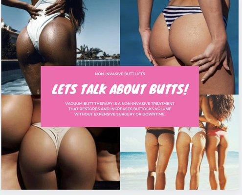 Vacuum Butt Therapy is a non-invasive treatment that restores and increases buttocks volume without expensive surgery or downtime. The treat