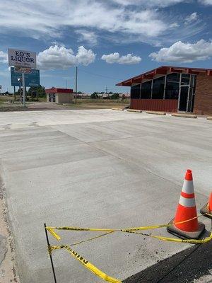 Parking lot for the liquor in Panhandle, Tx.