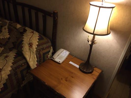 Room 112 bedside table.