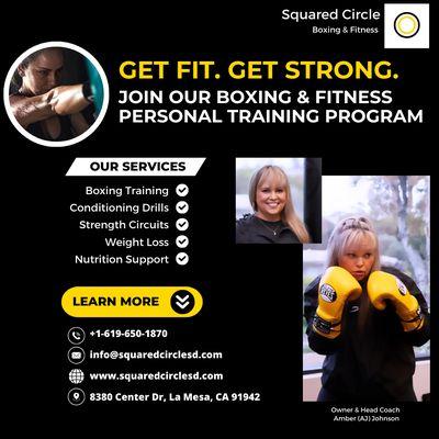 Get Fit. Get Strong. Get Toned.  
 Join Our Boxing & Fitness Personal Training Program!