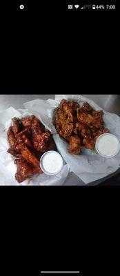 Hot wings and Kickin Bourbon wings