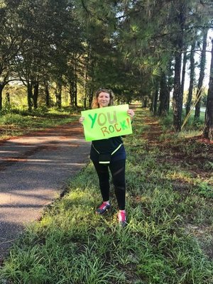 Melissa rooting the runners along