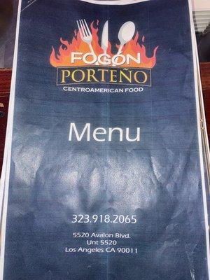 Menu of new restaurant in town