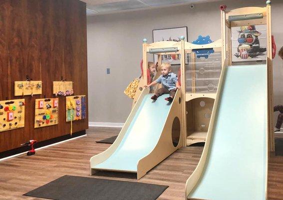 Gross motor area is great for older kids! An indoor playground is ideal in the cold winter months