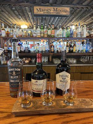 A wide selection of whiskey and whiskey flights are available