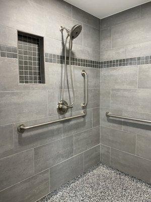 Our recently renovated Aquatic Therapy pool room has a new beautiful shower!