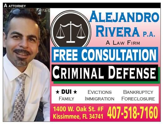 DUI Defense, Criminal Law, Bankruptcy, Family, Divorce, Immigration, and many other areas...