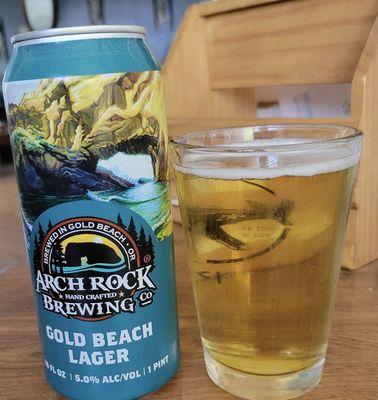 The Gold Beach Lager from Arch Rock Brewing.