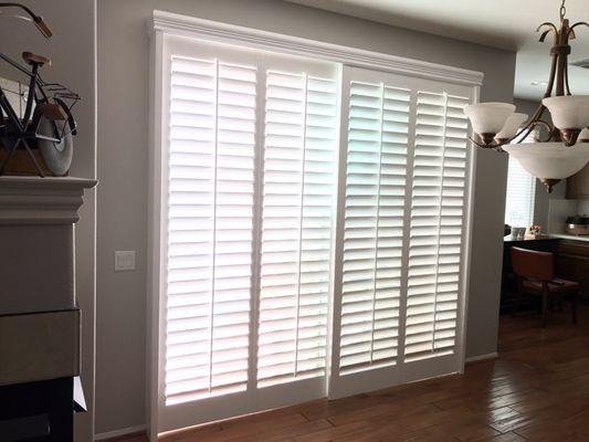 Love the shutters on my slider installed by O3 Custom Window Coverings!