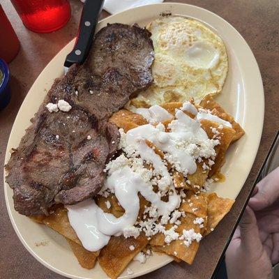 Steak and chilaquiles combo