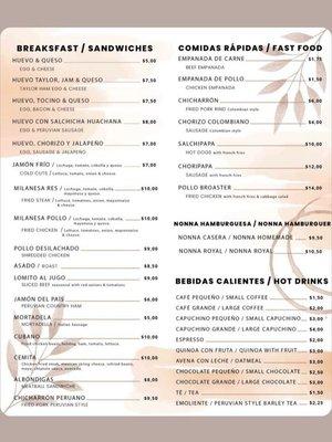 La Nonna Lady * Menu Page 1 of 2