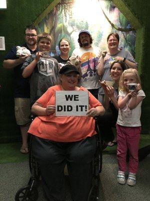 Family and friends in the Alice in Wonderland room