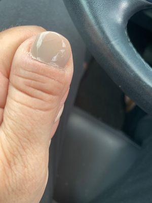 Cracked nail and left gunk on nails