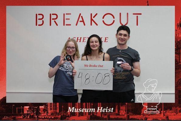 Breakout Games, Asheville, NC - broke out in 48 minutes!