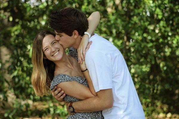 A young couple hugging