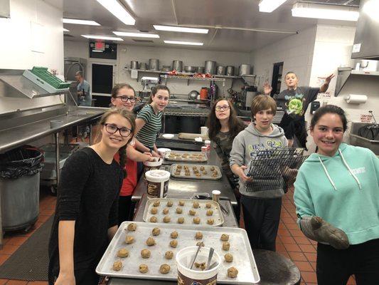 Our Junior High Youth Ministry doing College Cookie Care packages!