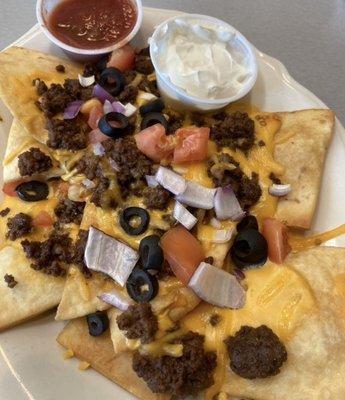 Nachos made with pita chips.