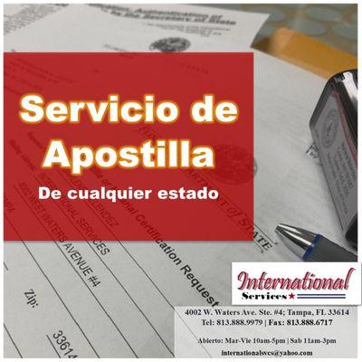 Servicio de Apostilla disponible con procesamiento acelerado.