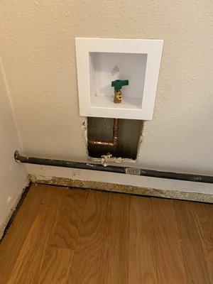 Installed new fridge valve box.