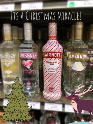 Look...a big bottle of peppermint flavored vodka!  Universal Liquor told me these were discontinued...there are not.  Total Wine has plenty.