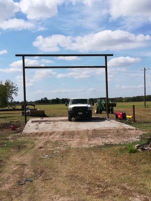 Cattle Guard and overhead entrance for a ranch