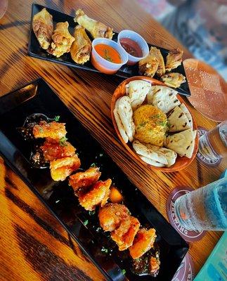 Foreplay for the Table!  Crispy Chicken Wings :: Hummus :: Firecracker Shrimp!