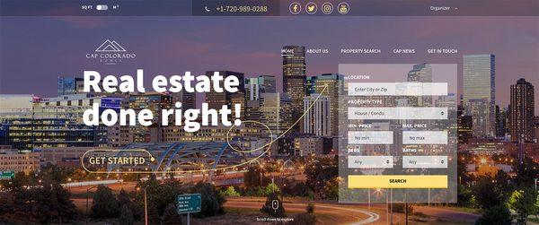 CAP Colorado Homes (https://capcoloradohomes.com/). Real Estate website design featuring IDX with iHomeFinder integration.