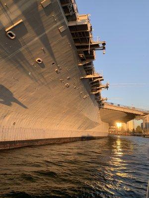 We went under the USS Midway Museum.