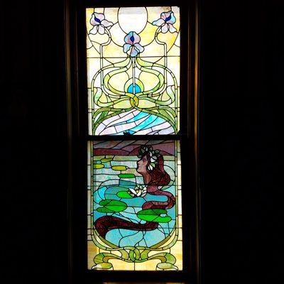 stained glass window in the children's room