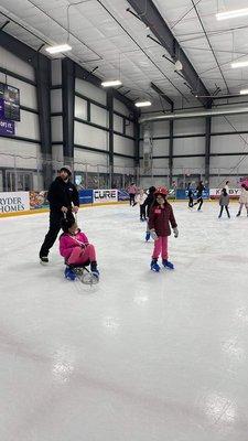 My girls inside the rink