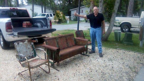 3 piece vintage glider and 2 chairs. Sold! To a happy customer.