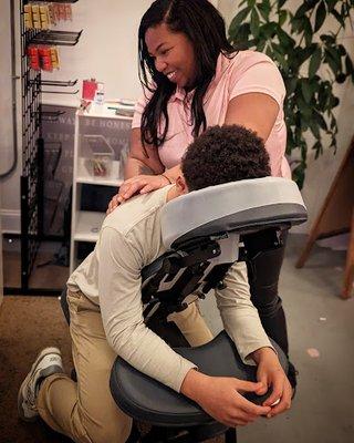 On site chair massage services are available for both corporate and private events