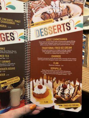 Dessert menu