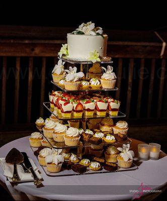 Wedding cake and dessert tower