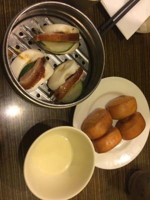 duck buns and fried bread (side of condensed milk) mmmm