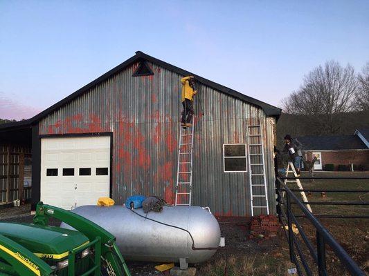 repainted metal building