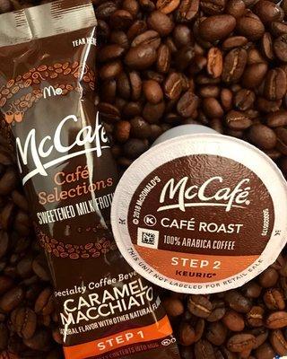 Now serving McCafé Café Roast! It's 100% Arabica coffee and in only two steps you can have a Caramel Macchiato in your hands...