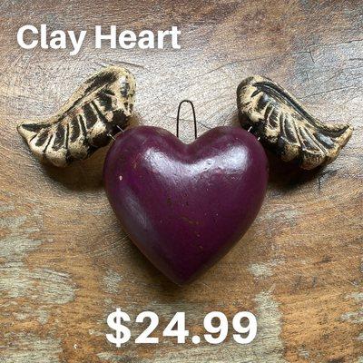 We have received these beautiful clay hearts! They come in 3 colors & 2 sizes.