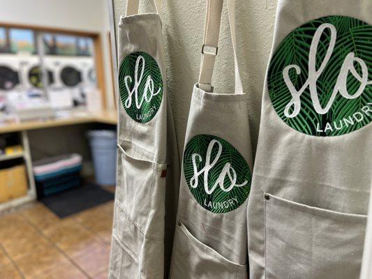 Logo embroidery on our aprons!