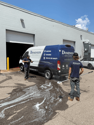 Washing one of our service trucks!