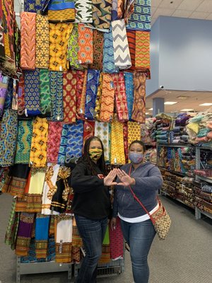 Posing with the fabric! There's so much more to see!