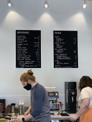 The menu and the awesome baristas