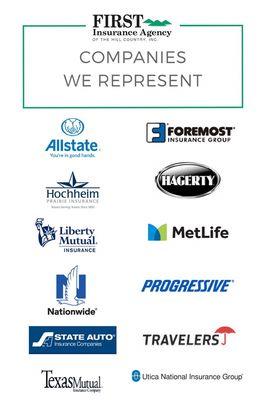 A few, of the many companies, we partner with to find you better coverage & prices!