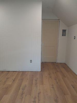 Doors, trim, flooring, and drywall