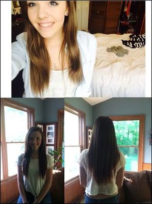 Before and after hair extensions