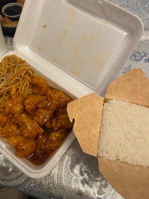 Orange chicken, lo mein