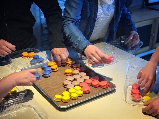 Students are taking their macarons home.