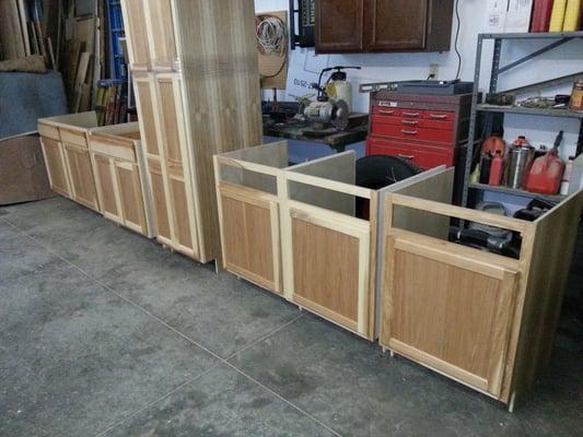 Natural Hickory ready for drawers and back panels.