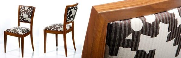 Walnut chairs, upholstered seats and backs