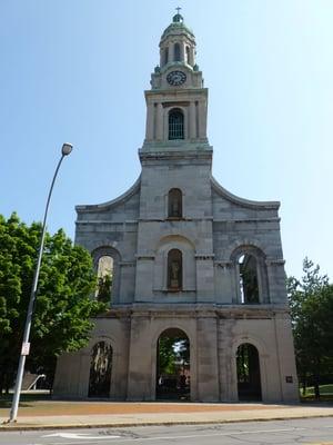 Facade of the former St. Joseph's Roman Catholic church, now a City of Rochester park.